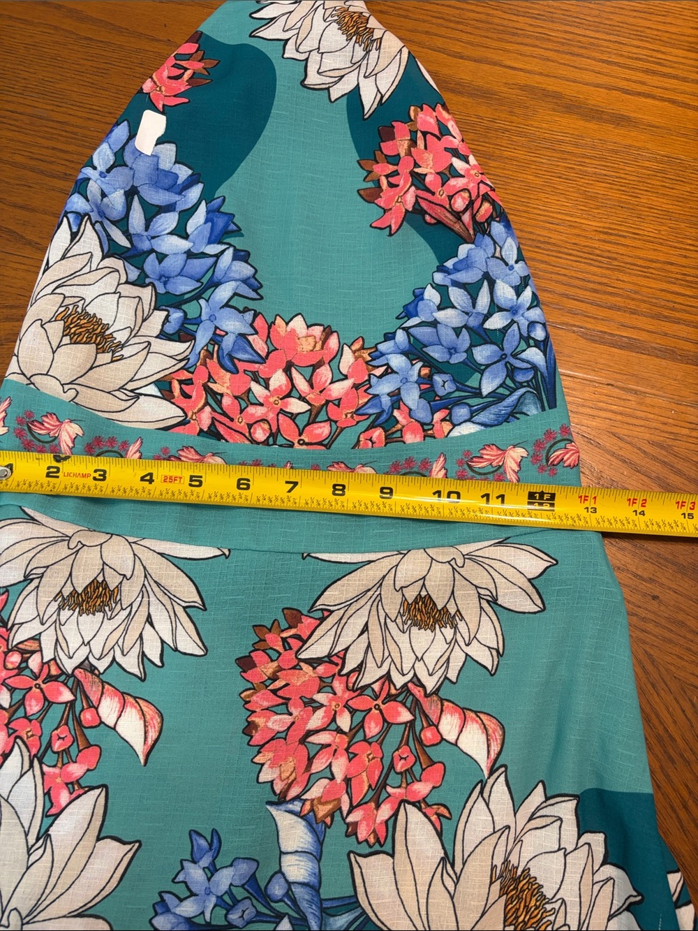 Agua Bendita Teal Floral Halter Top Dress Size M - Picture 11 of 11